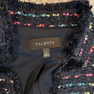 Talbots Navy Tweed Jacket with Colorful Accents
